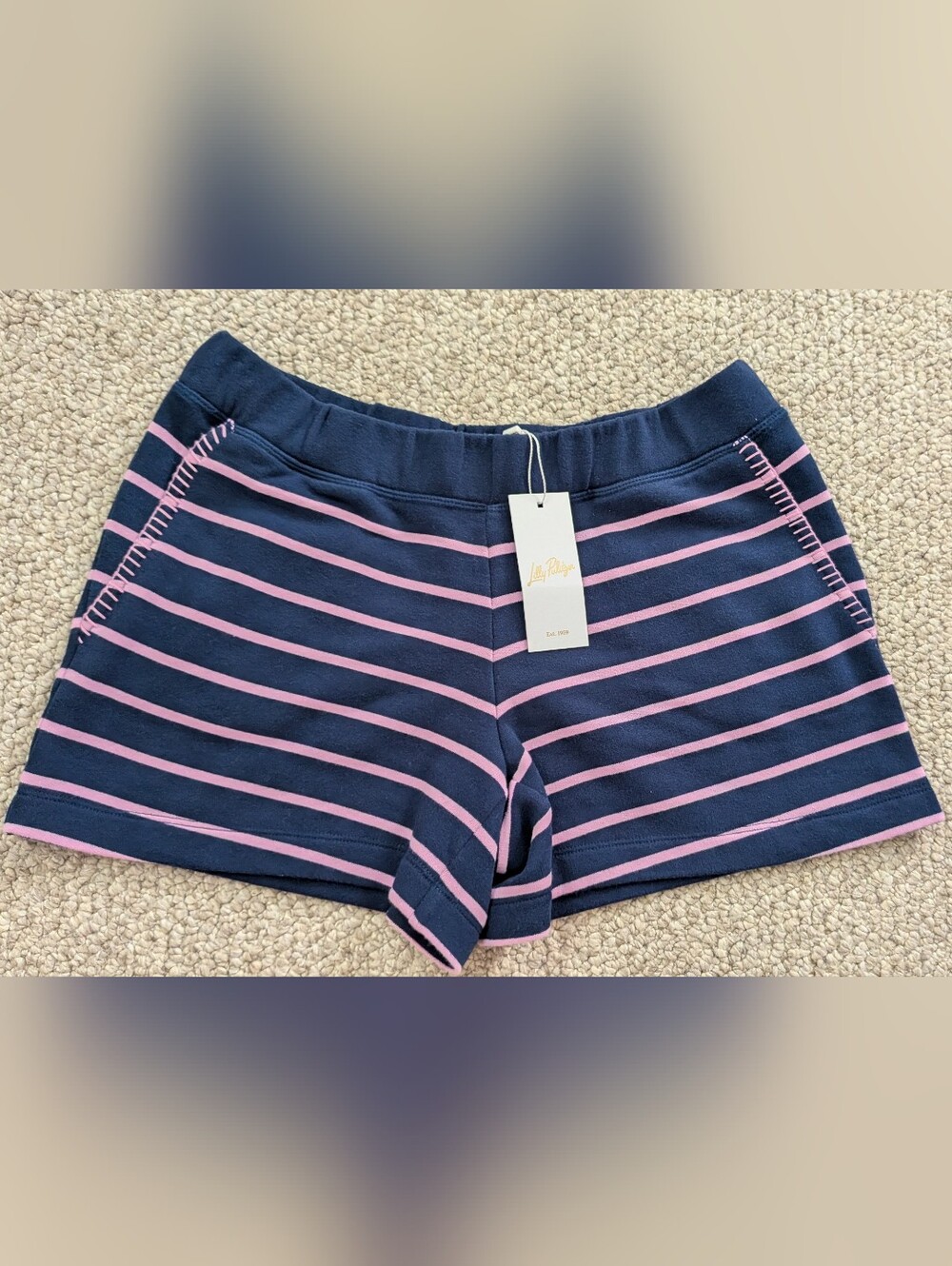 Lilly Pulitzer Navy and Pink Striped Knit Shorts